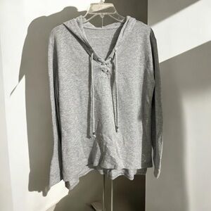 Michael Kors Gray Lace-Up Hoodie Shirt